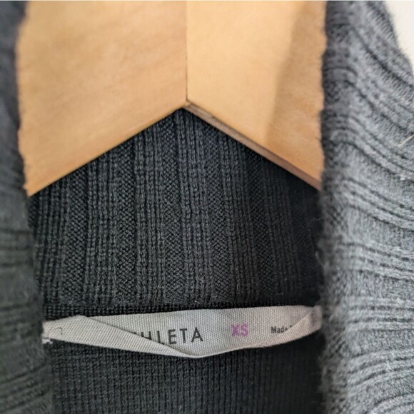 Athleta Black Chill Chaser Merino Wool Blend Sweater Coat Jacket Black Full XS - Picture 6 of 8